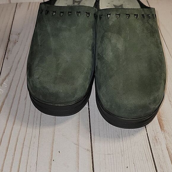 Mephisto Mobils Clog Shoes Suede Mules Black  Perforated Cut outs  Slip-on 37 - Picture 4 of 12